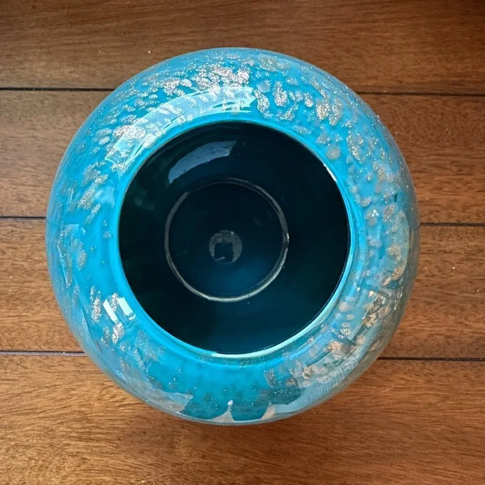 Blue Marble Round Fishbowl Vase